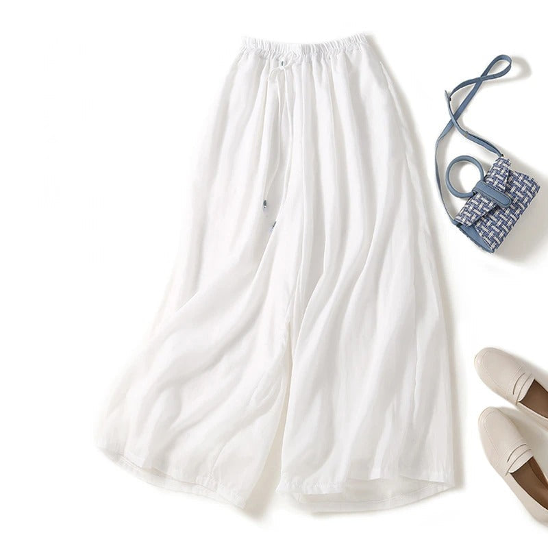 Wide-Leg Gossamer Linen Pants – Luna